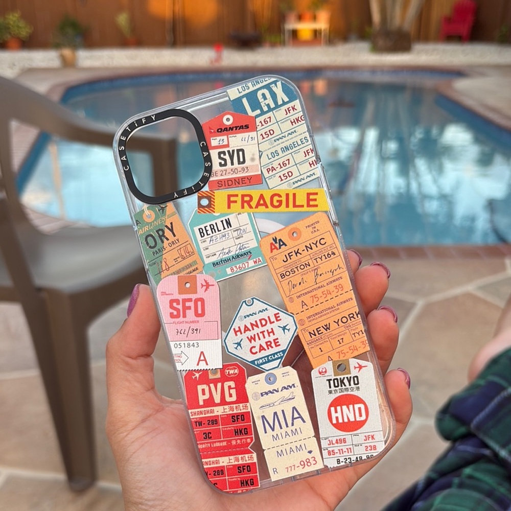 Casetify Travel-Themed Phone Case with Multicolor Design - IPHONE 14 PLUS